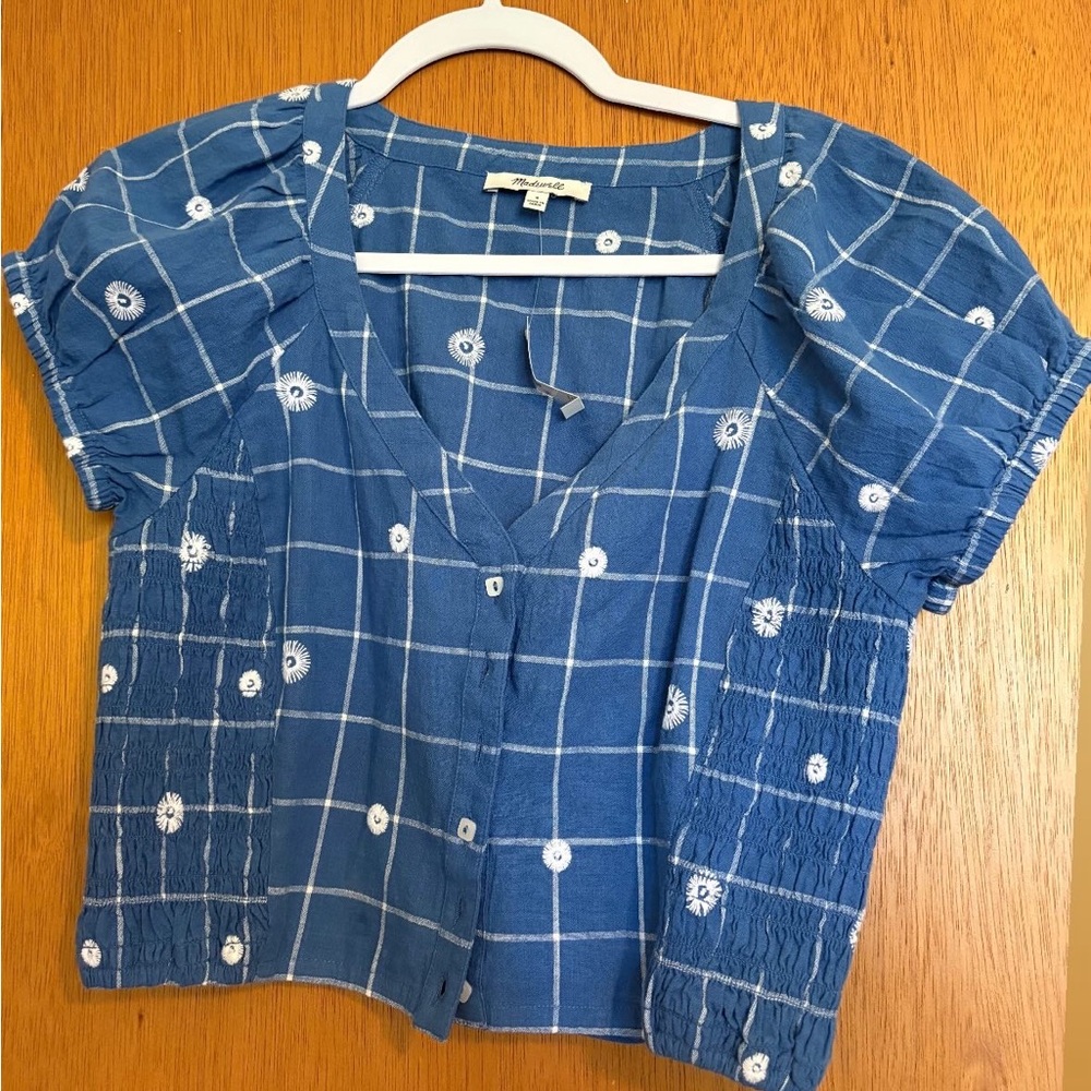 Madewell Blue Checkered Women's Top